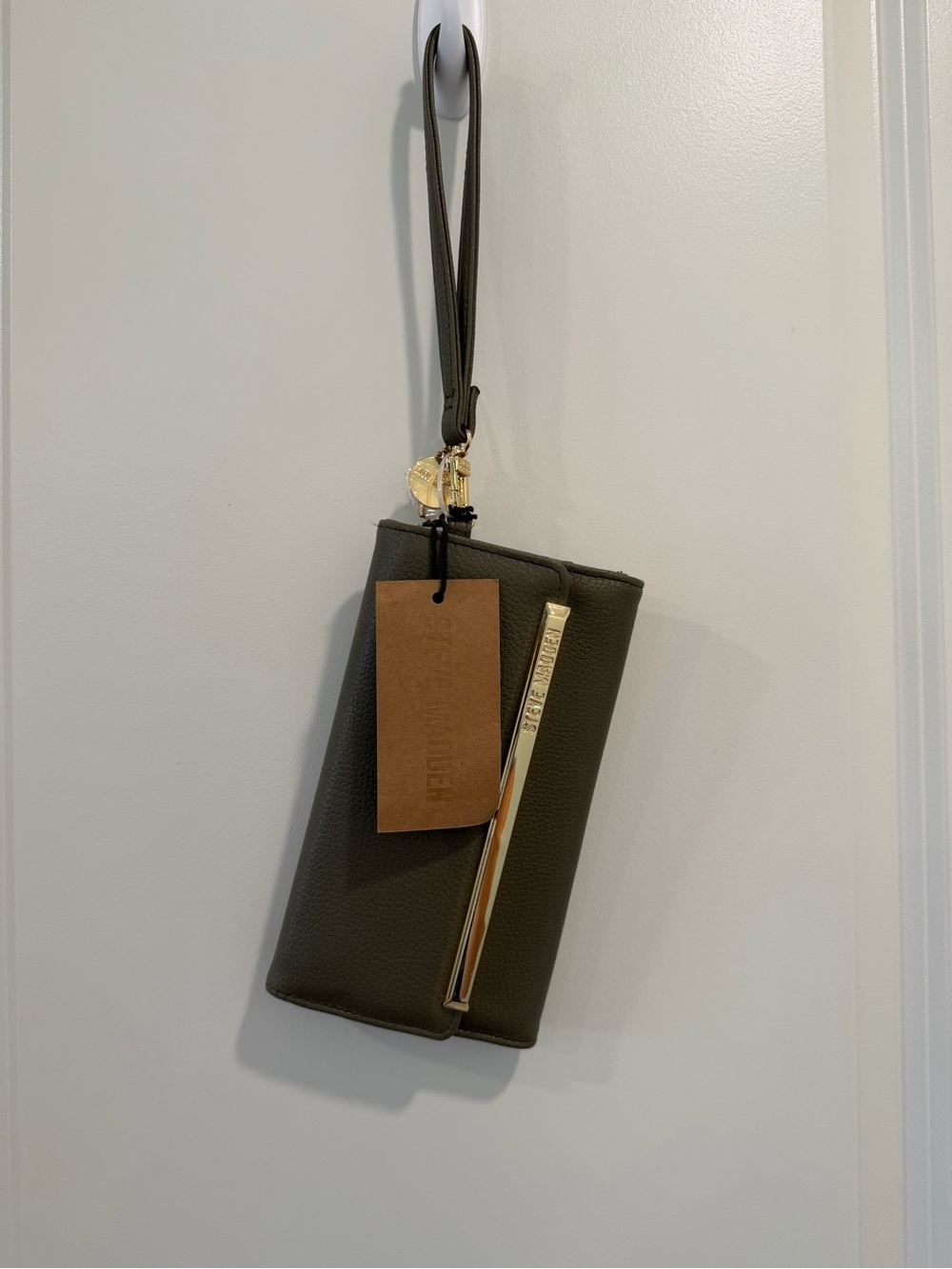 Steve Madden Olive Green Wristlet with Gold Accent